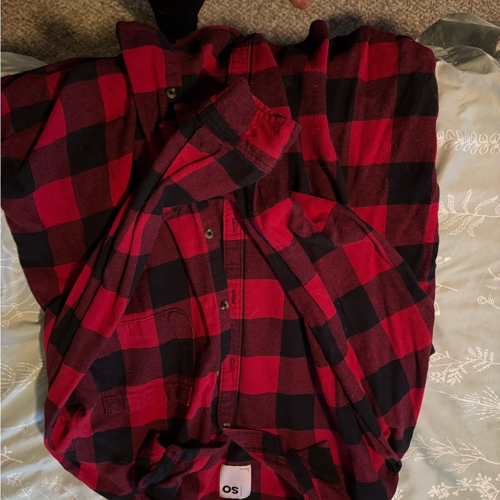 SO Women's Red and Black Plaid Button Down Shirt